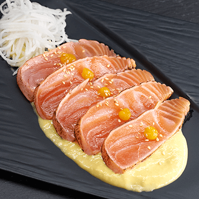 Сашими из семги с муссом из манго Сашими из семги с муссом из манго