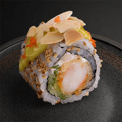 Креветка с сладким васаби и миндалем Креветка с сладким васаби и миндалем